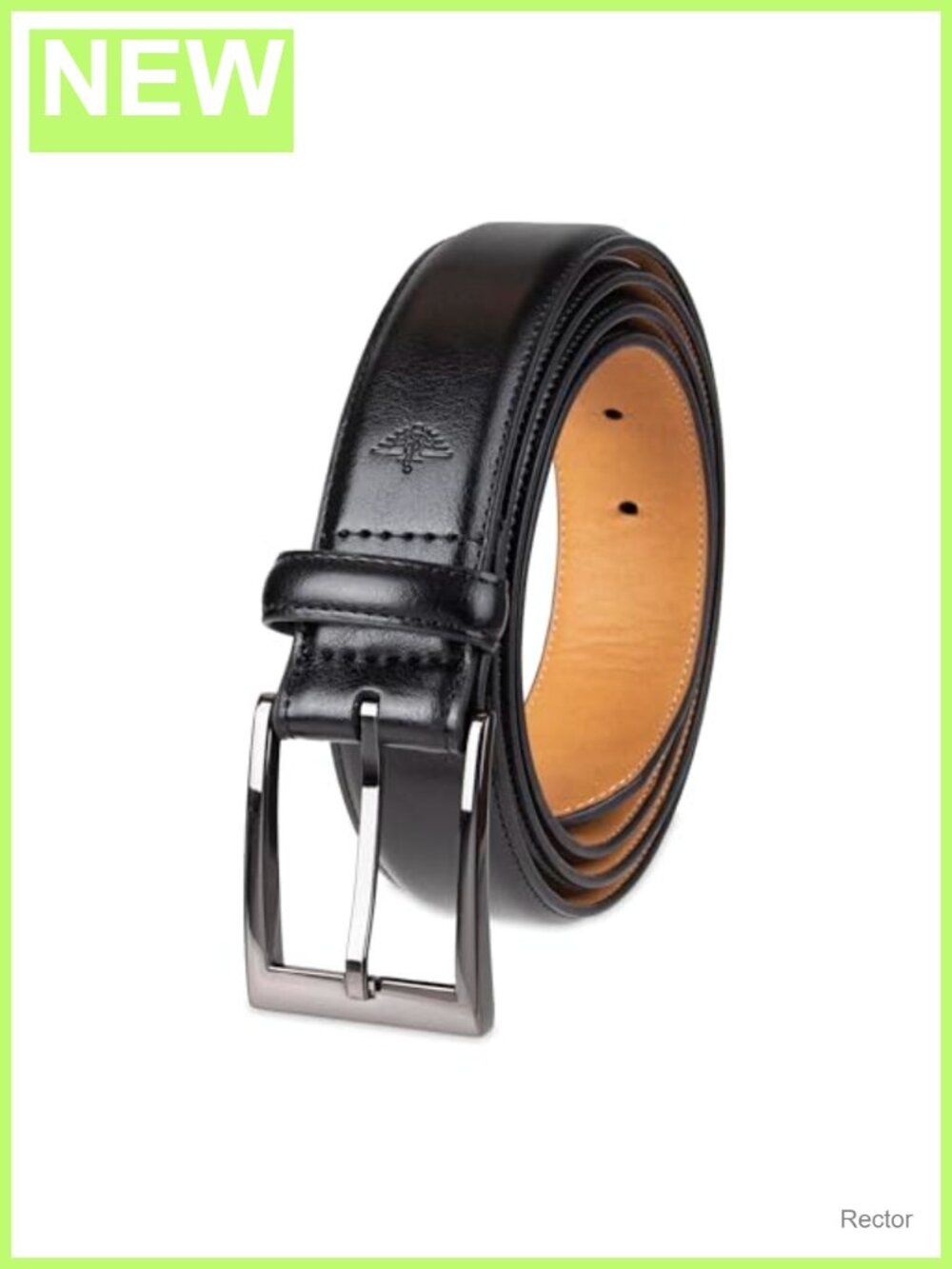 Men's Leather Dress Belt with Harness Buckle, 1.25" Wide, 7 Holes, Adjustable